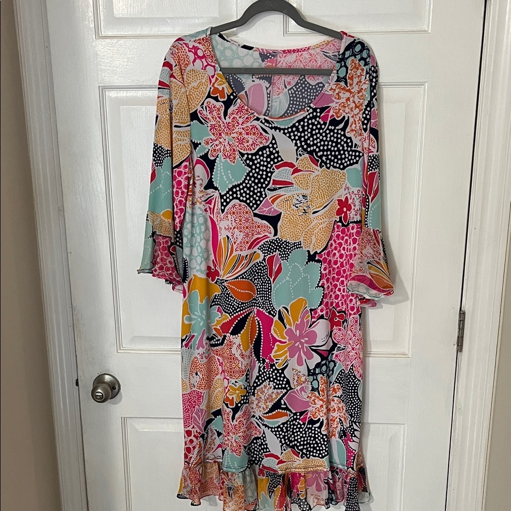 Floral Multicolor Dress with Ruffle Hem